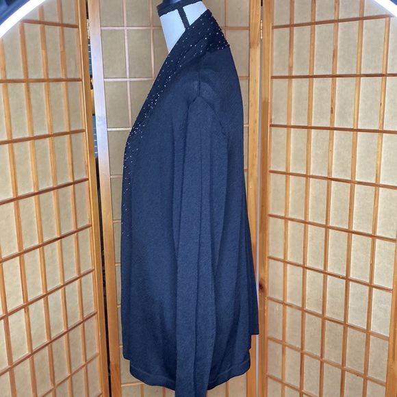 Jones New York Sweater Jacket Black Long Sleeves Open Front Jacket Sweat… - Picture 7 of 12